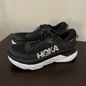 Hoka One One Bondi 7 Black White Running Sneakers Womens US 9 UK 7.5